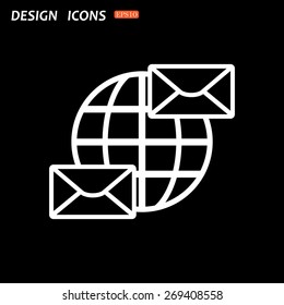 Internet e-mai, envelope lette, Globe. icon. vector design