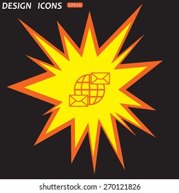 Internet e-mai, envelope lette, Globe. icon. vector design