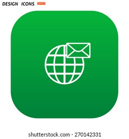 Internet e-mai, envelope lette, Globe. icon. vector design