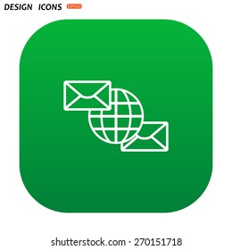 Internet e-mai, envelope lette, Globe. icon. vector design