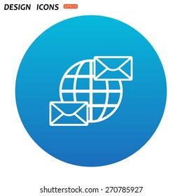 Internet e-mai, envelope lette, Globe. icon. vector design