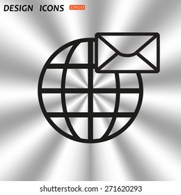 Internet e-mai, envelope lette, Globe. icon. vector design