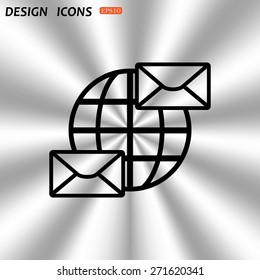 Internet e-mai, envelope lette, Globe. icon. vector design