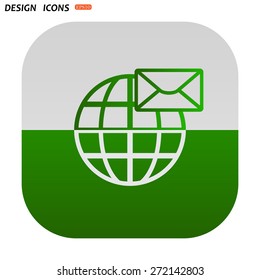 Internet e-mai, envelope lette, Globe. icon. vector design