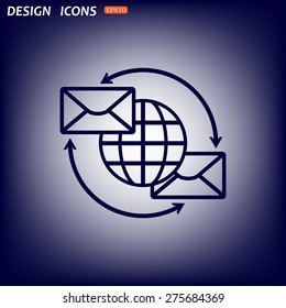 Internet e-mai, envelope lette, Globe. icon. vector design