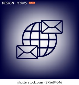 Internet e-mai, envelope lette, Globe. icon. vector design