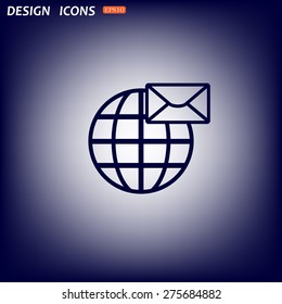 Internet e-mai, envelope lette, Globe. icon. vector design