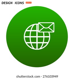 Internet e-mai, envelope lette, Globe. icon. vector design