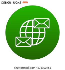 Internet e-mai, envelope lette, Globe. icon. vector design