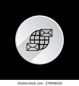 Internet e-mai, envelope lette, Globe. icon. vector design