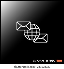 Internet e-mai, envelope lette, Globe. icon. vector design