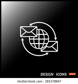 Internet e-mai, envelope lette, Globe. icon. vector design