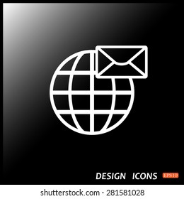 Internet e-mai, envelope lette, Globe. icon. vector design