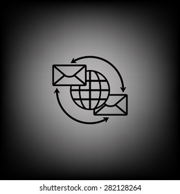 Internet e-mai, envelope lette, Globe. icon. vector design