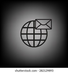 Internet e-mai, envelope lette, Globe. icon. vector design