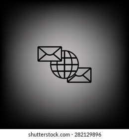 Internet e-mai, envelope lette, Globe. icon. vector design