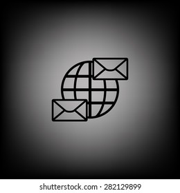 Internet e-mai, envelope lette, Globe. icon. vector design