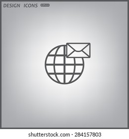 Internet e-mai, envelope lette, Globe. icon. vector design
