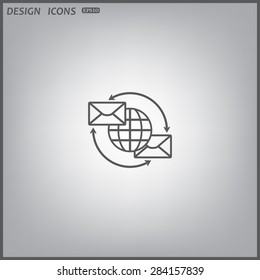 Internet e-mai, envelope lette, Globe. icon. vector design