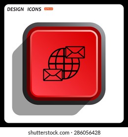 Internet e-mai, envelope lette, Globe. icon. vector design