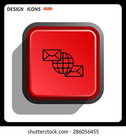 Internet e-mai, envelope lette, Globe. icon. vector design