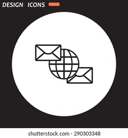 Internet e-mai, envelope lette, Globe. icon. vector design