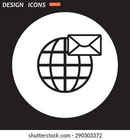 Internet e-mai, envelope lette, Globe. icon. vector design