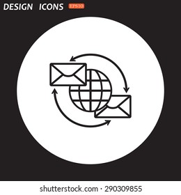 Internet e-mai, envelope lette, Globe. icon. vector design