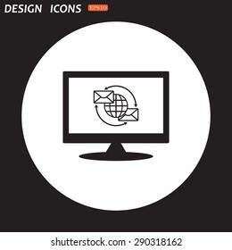 Internet e-mai, envelope lette, Globe. icon. vector design