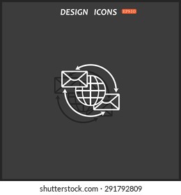 Internet e-mai, envelope lette, Globe. icon. vector design