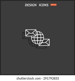 Internet e-mai, envelope lette, Globe. icon. vector design