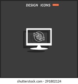 Internet e-mai, envelope lette, Globe. icon. vector design