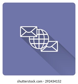 Internet e-mai, envelope lette, Globe. icon. vector design
