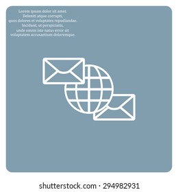 Internet e-mai, envelope lette, Globe. icon. vector design