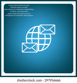 Internet e-mai, envelope lette, Globe. icon. vector design