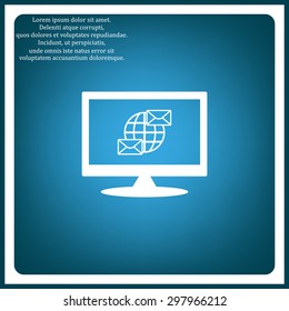 Internet e-mai, envelope lette, Globe. icon. vector design