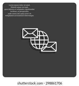 Internet e-mai, envelope lette, Globe. icon. vector design