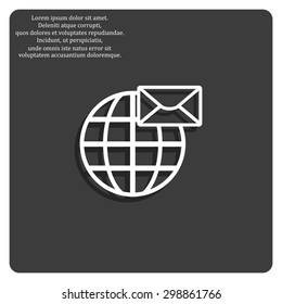 Internet e-mai, envelope lette, Globe. icon. vector design