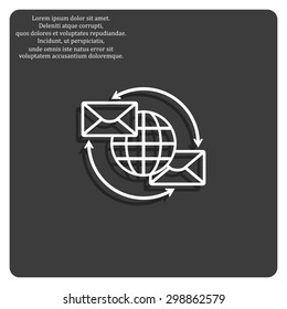 Internet e-mai, envelope lette, Globe. icon. vector design