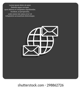 Internet e-mai, envelope lette, Globe. icon. vector design
