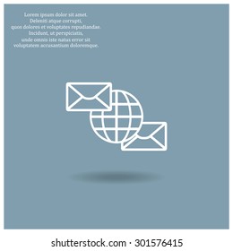 Internet e-mai, envelope lette, Globe. icon. vector design
