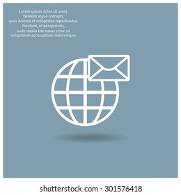 Internet e-mai, envelope lette, Globe. icon. vector design