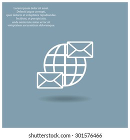 Internet e-mai, envelope lette, Globe. icon. vector design