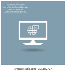 Internet e-mai, envelope lette, Globe. icon. vector design