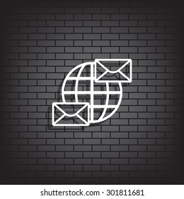 Internet e-mai, envelope lette, Globe. icon. vector design