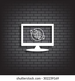 Internet e-mai, envelope lette, Globe. icon. vector design