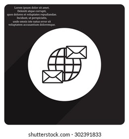 Internet e-mai, envelope lette, Globe. icon. vector design