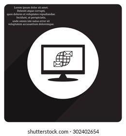 Internet e-mai, envelope lette, Globe. icon. vector design