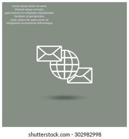 Internet e-mai, envelope lette, Globe. icon. vector design