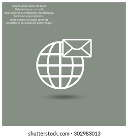 Internet e-mai, envelope lette, Globe. icon. vector design